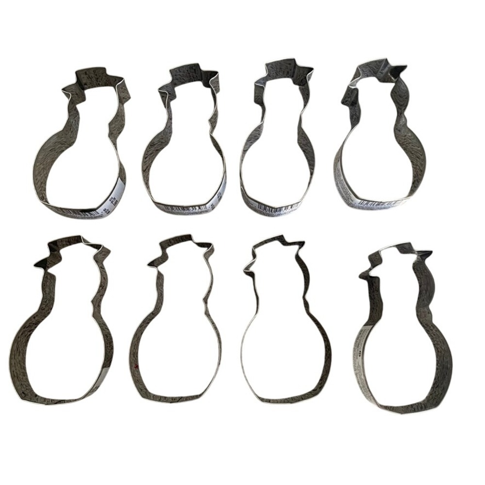 Set of 8 Snowman Cookie‎ Cutters Metal Christmas Baking Stencils Holiday Party